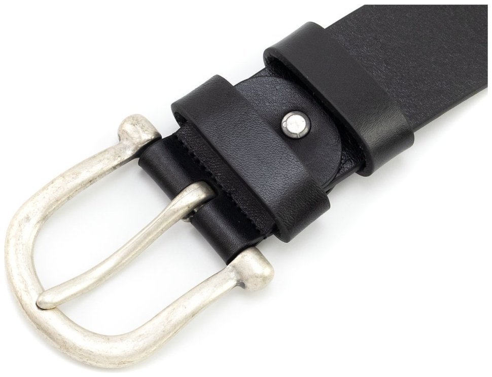 Широкий джинсовый ремень из итальянской кожи черного цвета Gherardini 45039 modnotak фото №2