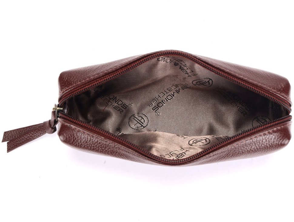Небольшая косметичка из фактурной кожи коричневого цвета на молнии Hammonds Flycatcher UC501 107987 modnotak фото №3