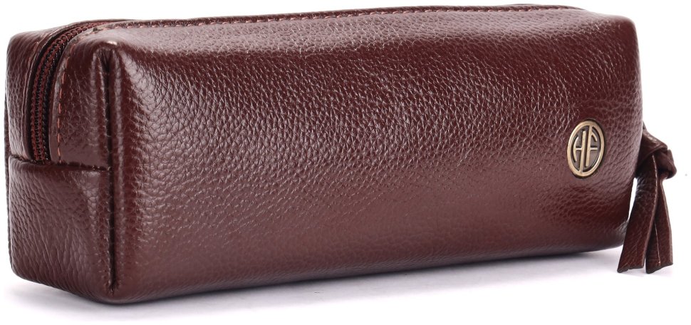 Небольшая косметичка из фактурной кожи коричневого цвета на молнии Hammonds Flycatcher UC501 107987 modnotak фото №4