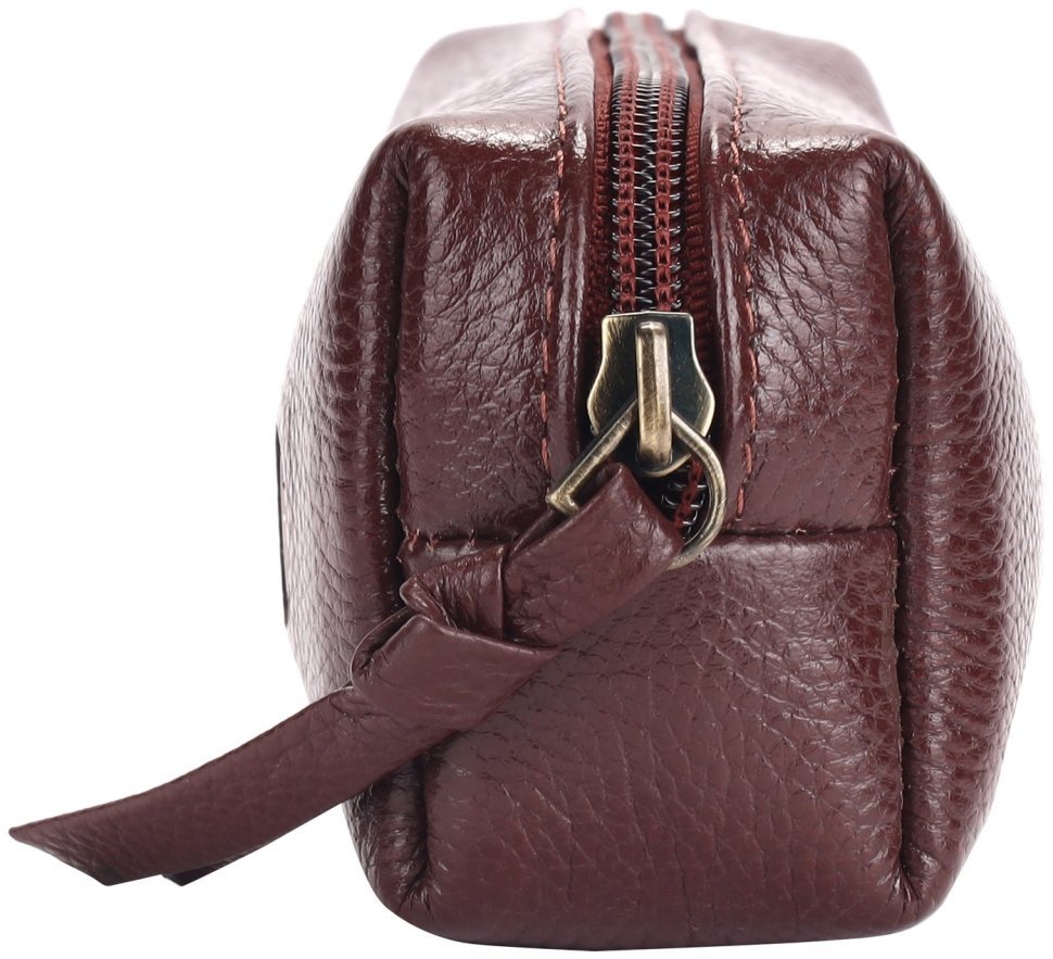 Небольшая косметичка из фактурной кожи коричневого цвета на молнии Hammonds Flycatcher UC501 107987 modnotak фото №5