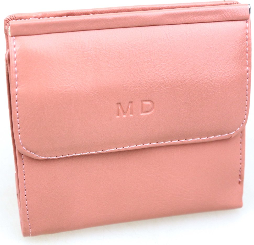 Компактний жіночий гаманець зі шкірозамінника в пудровому кольорі MD Leather (21539)