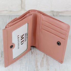 Компактний жіночий гаманець зі шкірозамінника в пудровому кольорі MD Leather (21539)