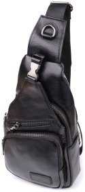 Повседневная мужская слинг-сумка из качественной кожи черного цвета Vintage 98187