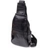 Повседневная мужская слинг-сумка из качественной кожи черного цвета Vintage 98187 фото №2 Повседневная мужская слинг-сумка из качественной кожи черного цвета Vintage 98187 modnotak фото - 2