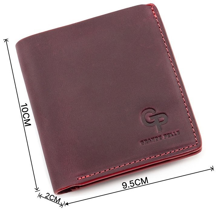 Женский винтажный кошелек цвета марсала Grande Pelle (13018) modnotak фото №3