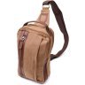 Вертикальная мужская сумка-слинг из коричневого текстиля Vintage 2422191 - 1