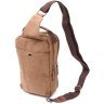 Вертикальная мужская сумка-слинг из коричневого текстиля Vintage 2422191 - 3
