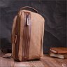 Вертикальная мужская сумка-слинг из коричневого текстиля Vintage 2422191 - 8