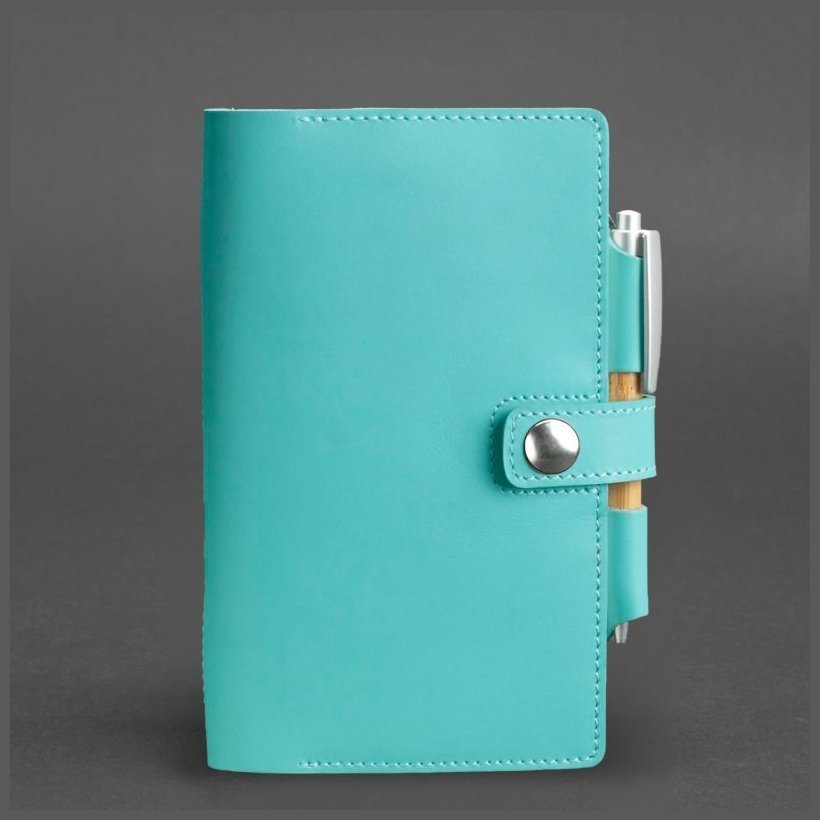 Женский кожаный блокнот (Софт-бук) бирюзового цвета BlankNote 78587 modnotak фото №7