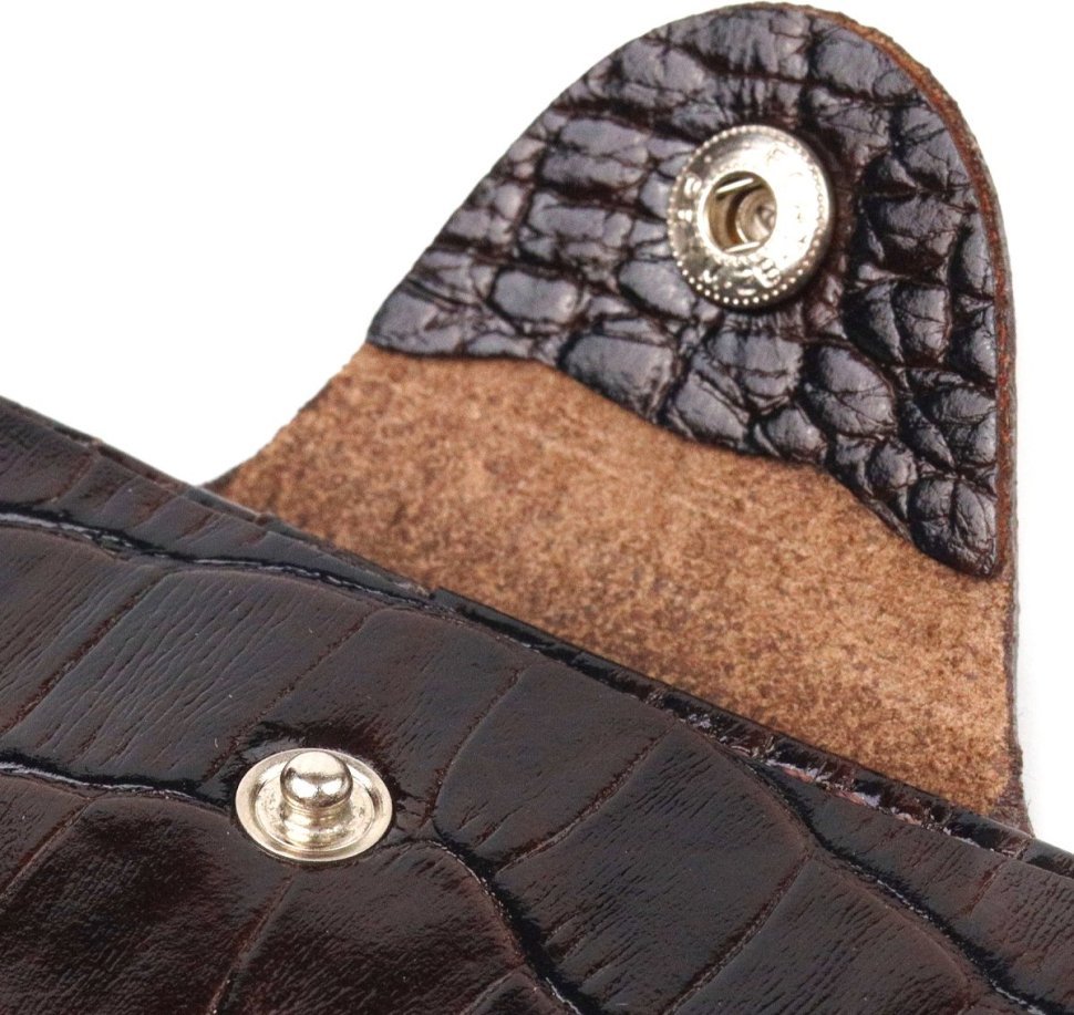 Чоловічий портмоне подвійного додавання з натуральної коричневої шкіри з тисненням під крокодила CANPELLINI (2421578)