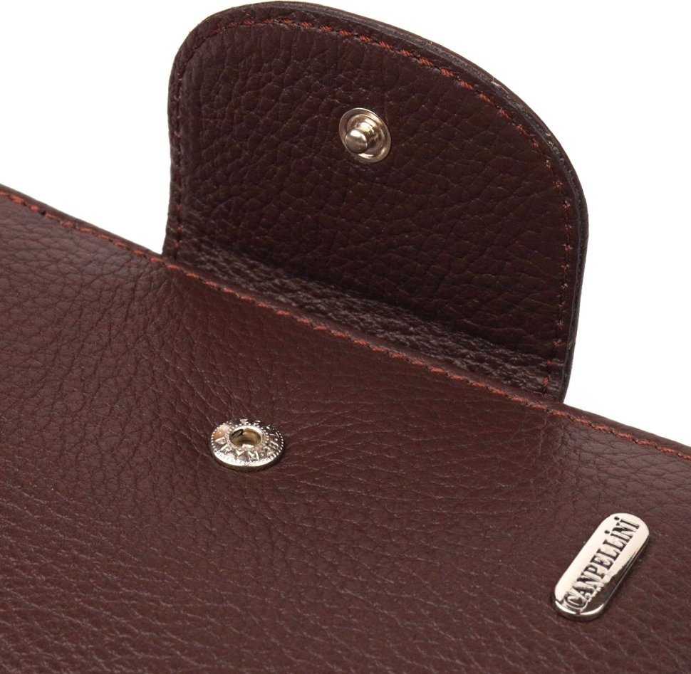 Жіночий вертикальний гаманець із натуральної шкіри флотар коричневого кольору CANPELLINI (2421679)