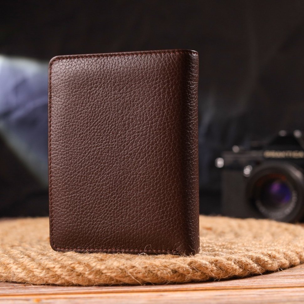 Жіночий вертикальний гаманець із натуральної шкіри флотар коричневого кольору CANPELLINI (2421679)