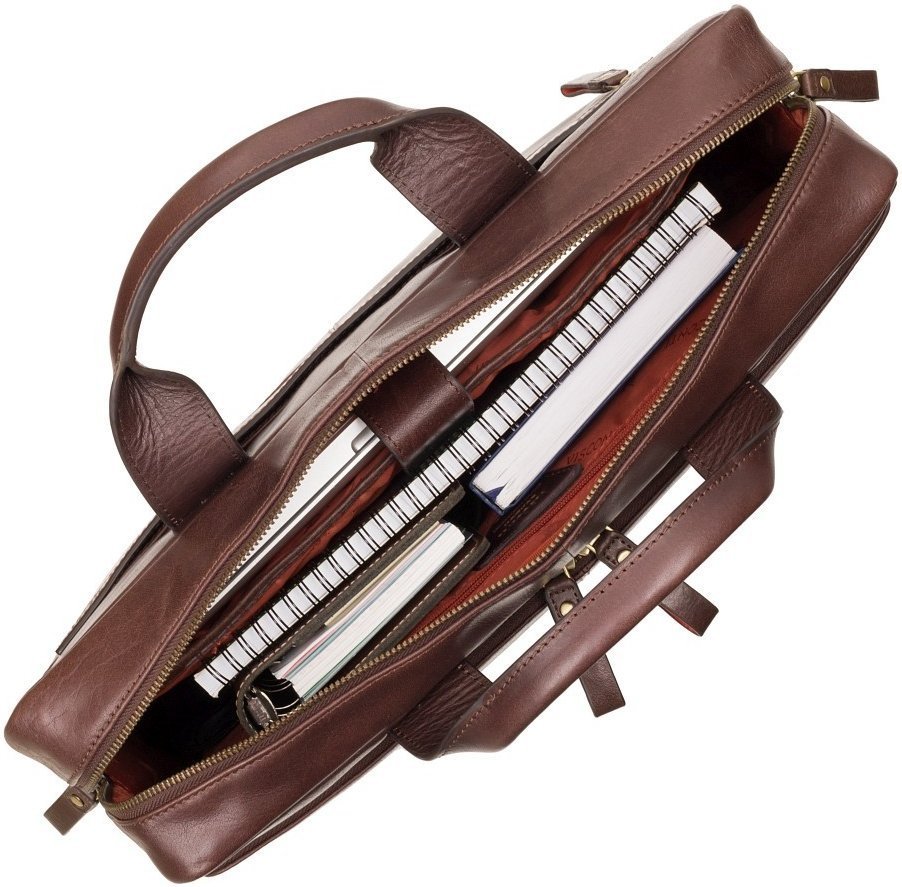 Классическая мужская сумка из натуральной коричневой кожи под ноутбук 13 дюймов Visconti Hugo 69087