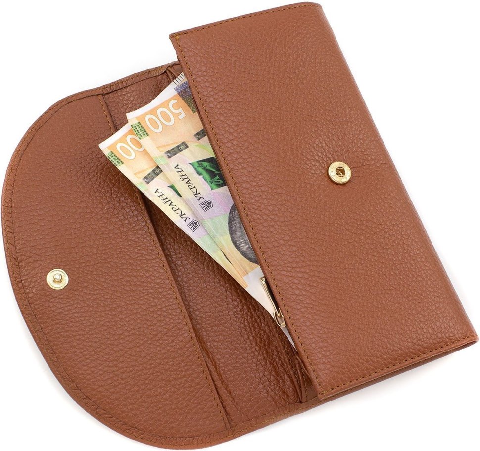 Світло-коричневий великий жіночий гаманець з натуральної шкіри Tony Bellucci (12470)