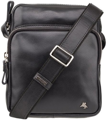 Черная мужская кожаная сумка на плечо небольшого размера Visconti Riley 69187