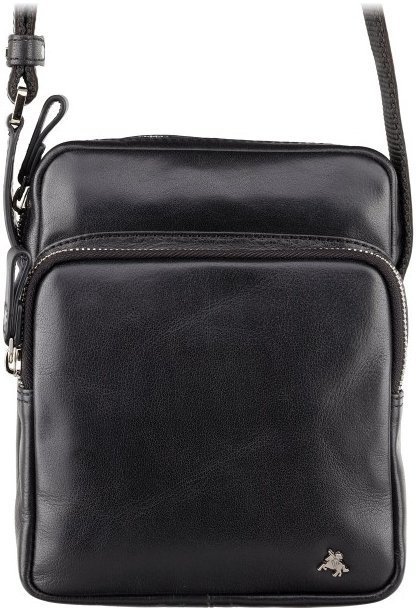 Черная мужская кожаная сумка на плечо небольшого размера Visconti Riley 69187