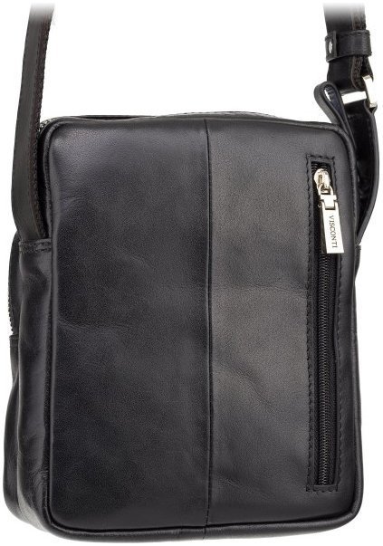 Чорна чоловіча шкіряна сумка на плече невеликого розміру Visconti Riley 69187