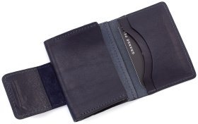 Темно-синяя миниатюрная визитница из гладкой кожи с магнитной фиксацией Grande Pelle (15461)