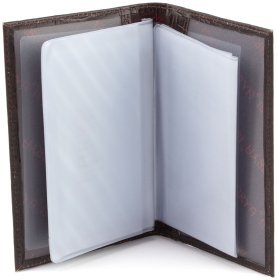 Кожаная обложка для документов коричневого цвета с фактурой крокодила KARYA (15557)