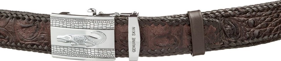 Автоматический ремень из фактурной кожи крокодила коричневого цвета CROCODILE LEATHER (024-18598) modnotak фото №2
