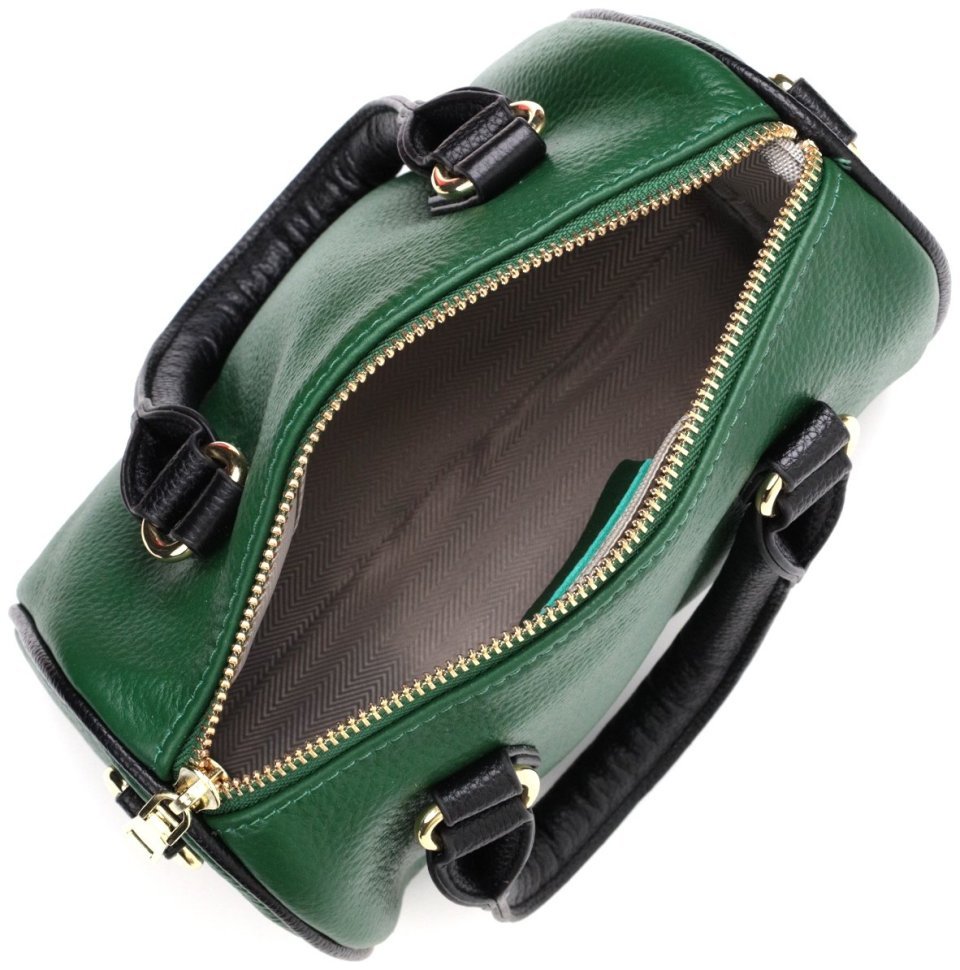 Зеленая женская сумка из натуральной кожи с двумя короткими ручками Vintage 2422351