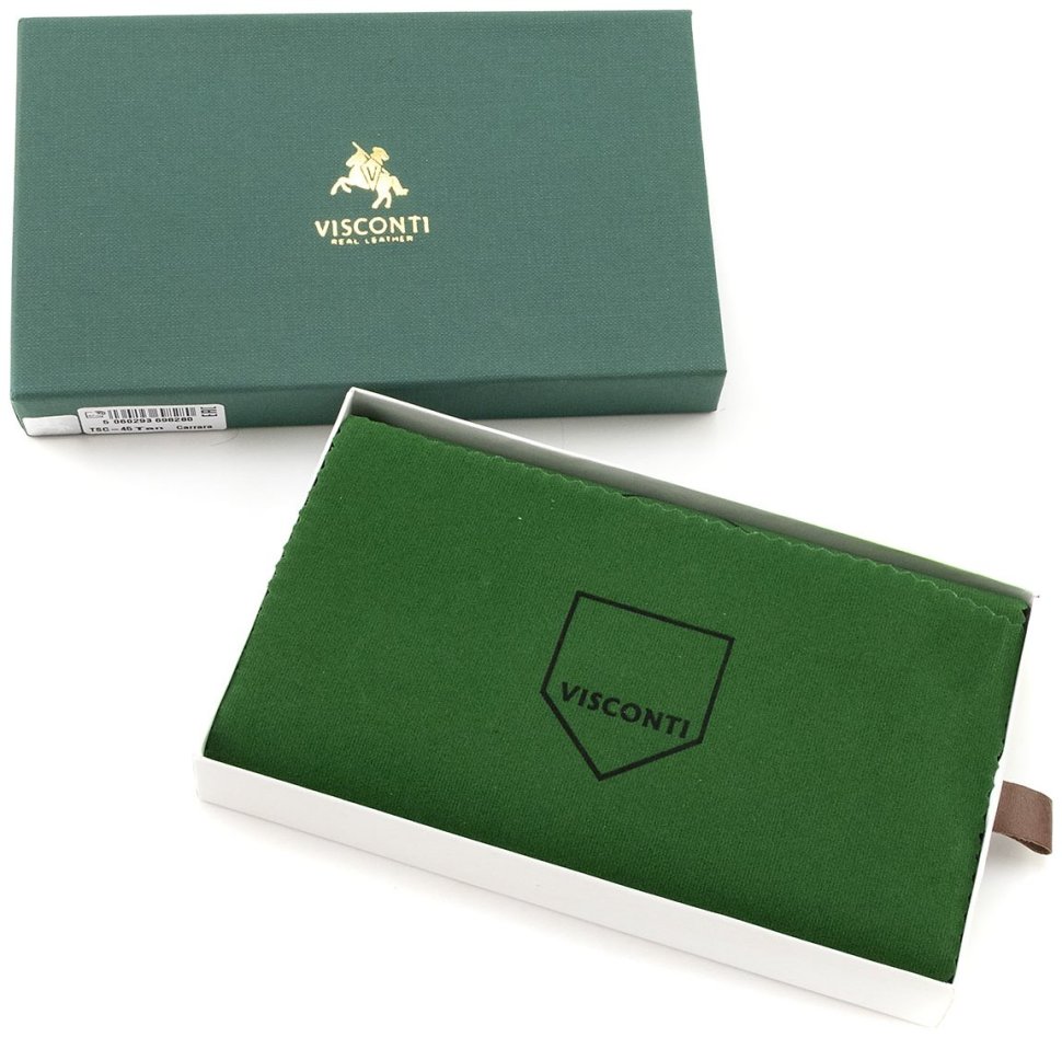 Коричневый купюрник из натуральной кожи под много карт Visconti Carrara 70688 modnotak фото №9