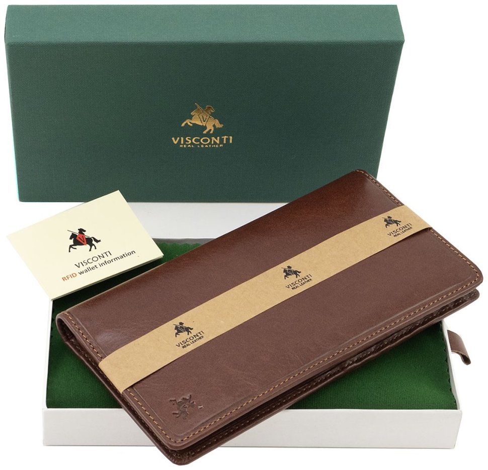 Коричневый купюрник из натуральной кожи под много карт Visconti Carrara 70688 modnotak фото №10