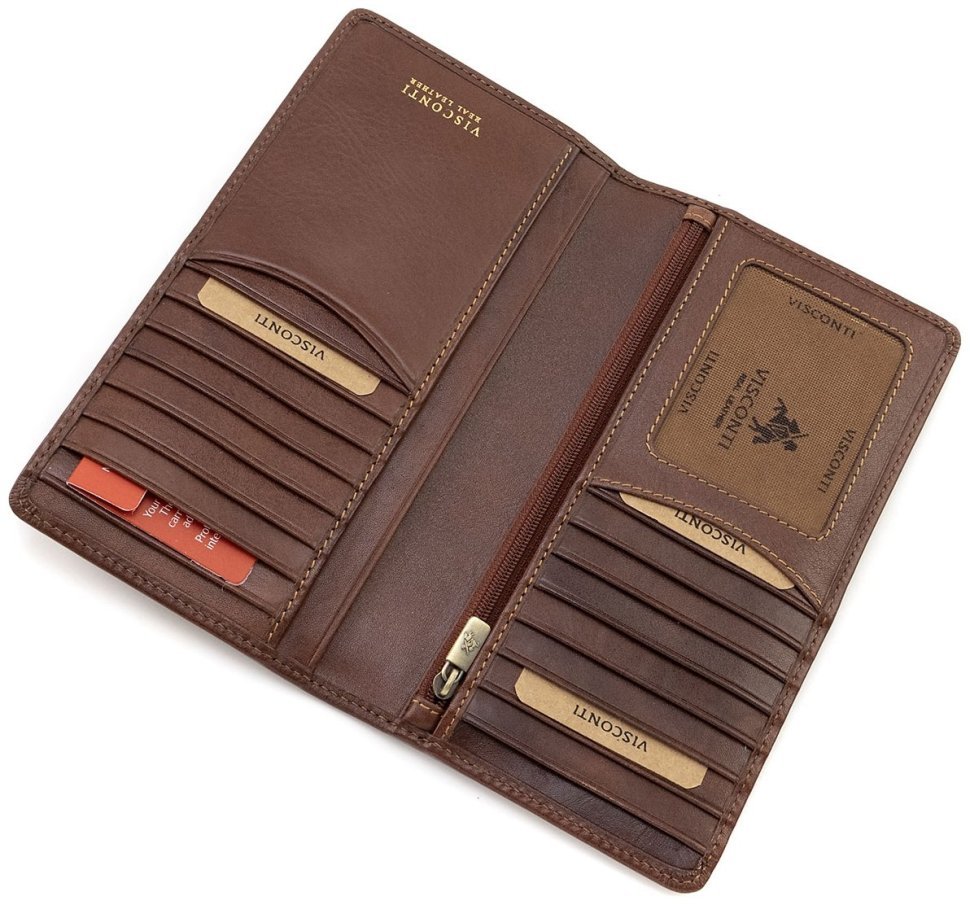 Коричневый купюрник из натуральной кожи под много карт Visconti Carrara 70688 modnotak фото №4