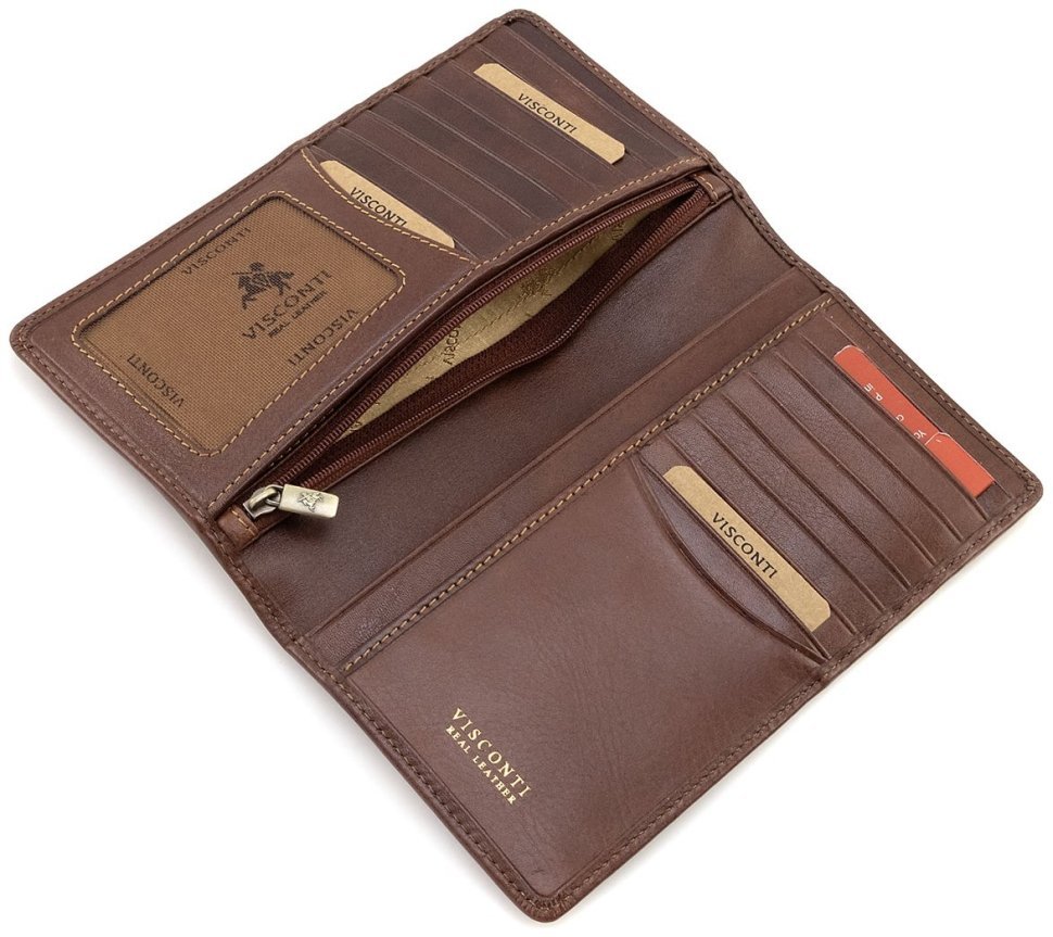 Коричневый купюрник из натуральной кожи под много карт Visconti Carrara 70688 modnotak фото №6