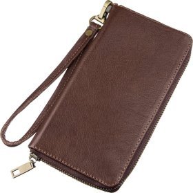 Коричневий чоловічий клатч із натуральної шкіри на зап'ястя SHVIGEL (19124)