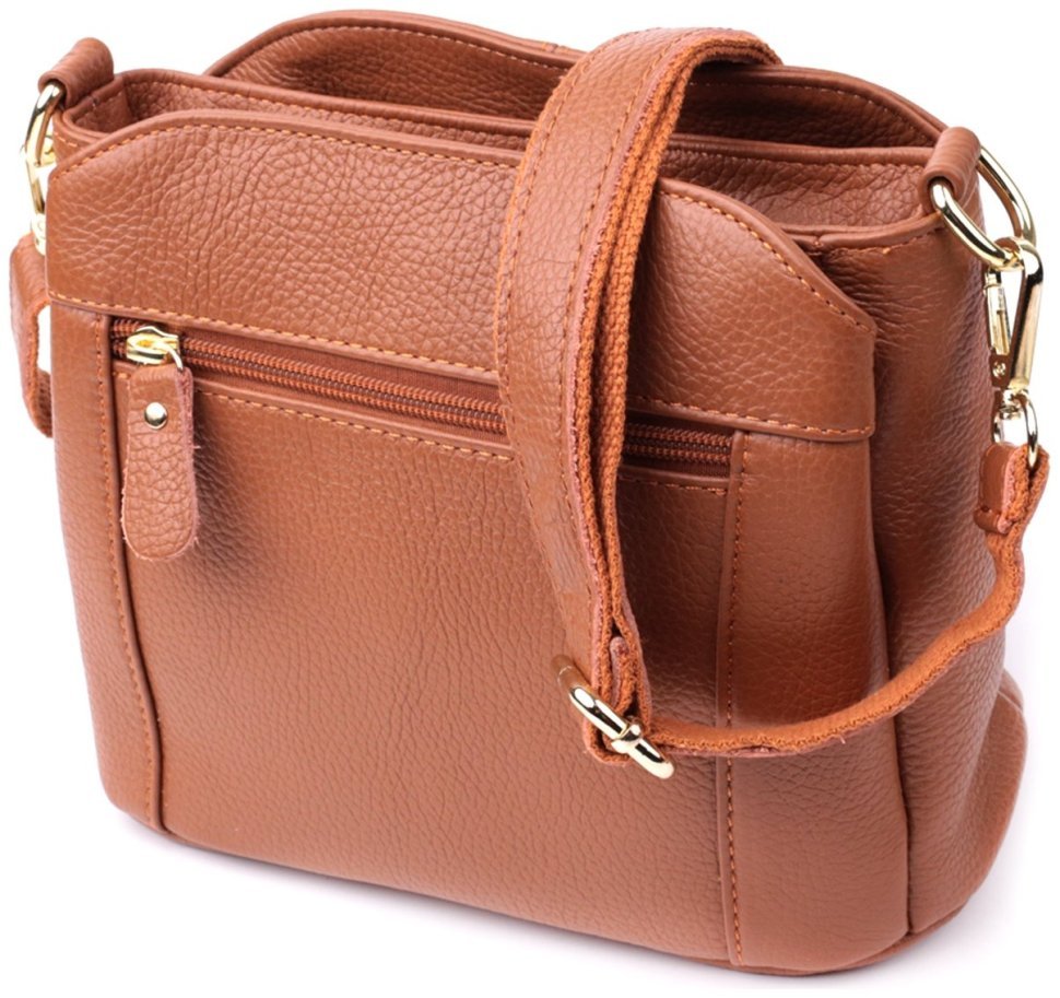 Стильная женская кросс боди сумка из натуральной кожи в светло-коричневом цвете Vintage Style 91288 фото №2 Стильная женская кросс боди сумка из натуральной кожи в светло-коричневом цвете Vintage Style 91288 modnotak фото №2