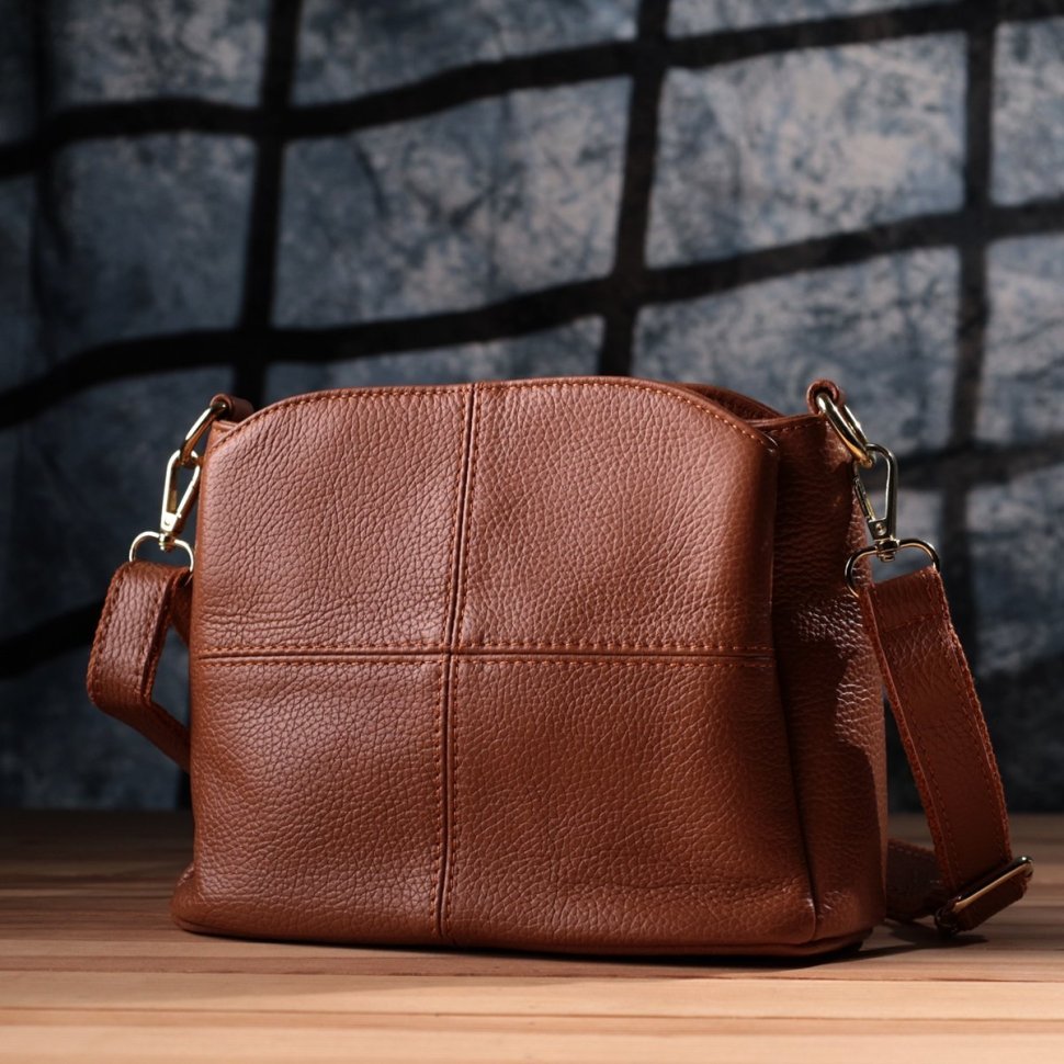 Стильная женская кросс боди сумка из натуральной кожи в светло-коричневом цвете Vintage Style 91288 фото №9 Стильная женская кросс боди сумка из натуральной кожи в светло-коричневом цвете Vintage Style 91288 modnotak фото №9