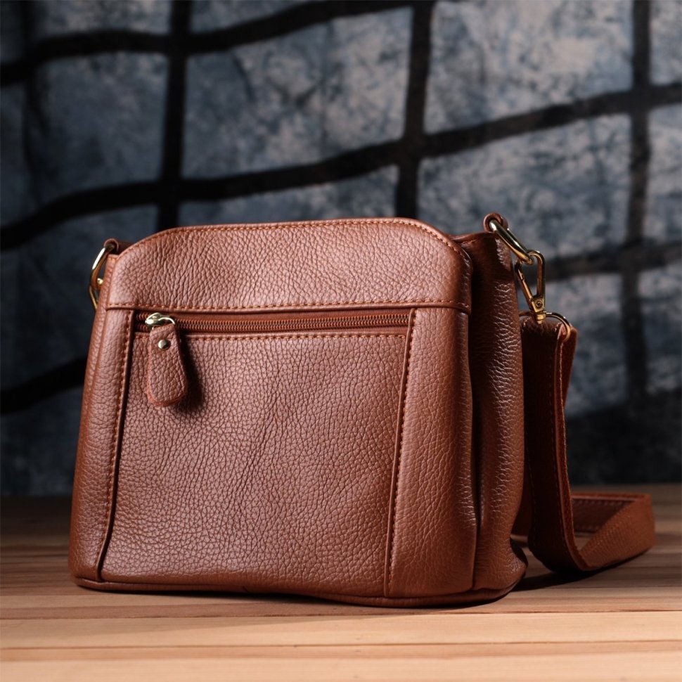 Стильная женская кросс боди сумка из натуральной кожи в светло-коричневом цвете Vintage Style 91288 фото №10 Стильная женская кросс боди сумка из натуральной кожи в светло-коричневом цвете Vintage Style 91288 modnotak фото №10