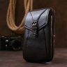 Темно-коричневая мужская кожаная сумка на пояс на одну молнию Vintage (20483) - 6