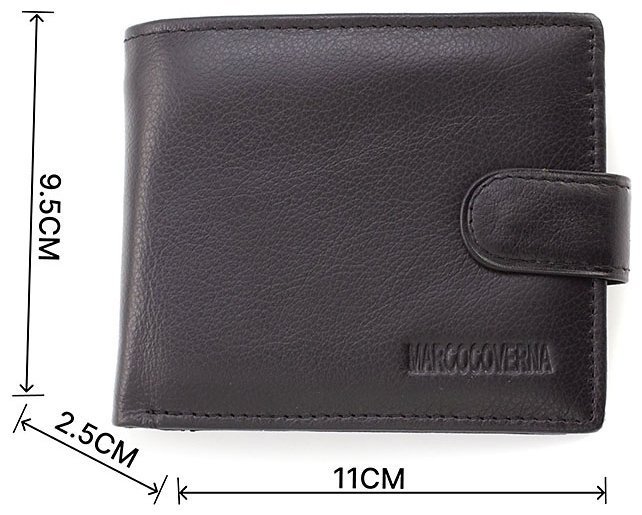Невелике чорне чоловіче портмоне з натуральної шкіри під картки та монети Marco Coverna (18759) modnotak фото №3