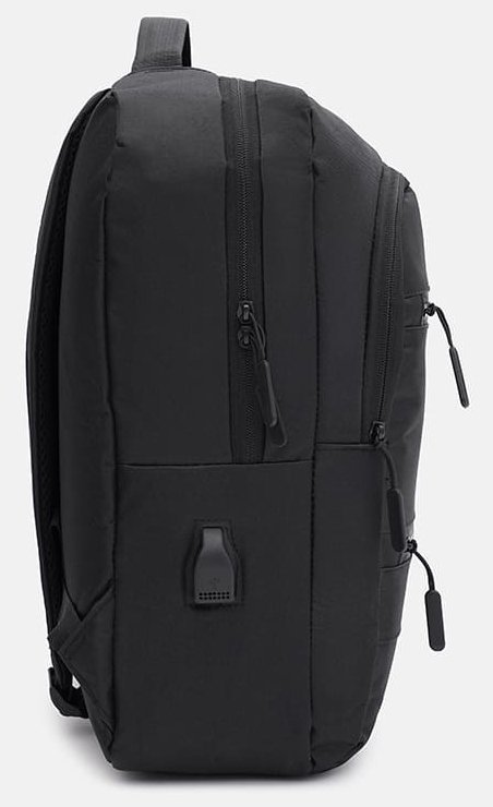 Мужской тексильный рюкзак черного цвета с отсеком для ноутбука Monsen 71588