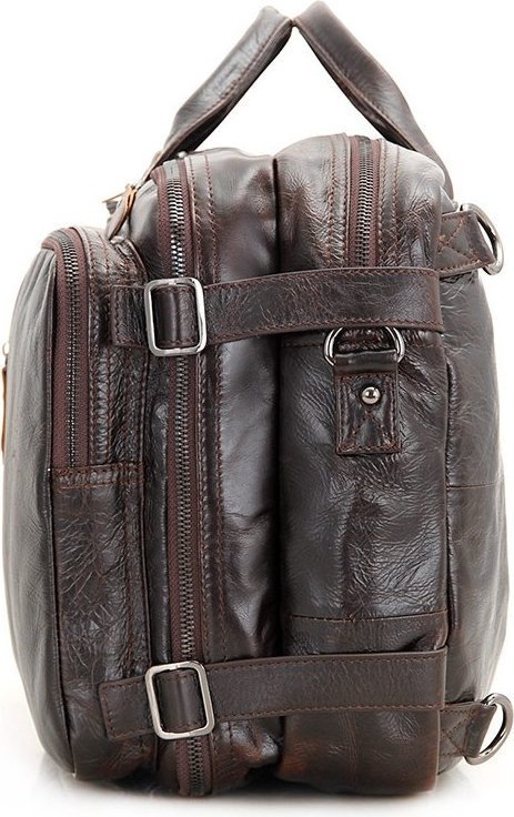 Оригінальна чоловіча сумка трансформер коричневого кольору VINTAGE STYLE (14106)