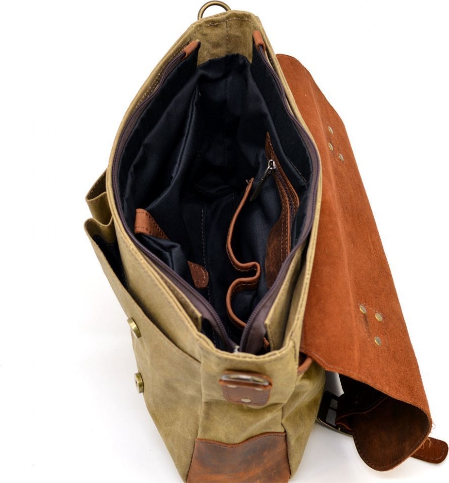Мужская сумка-портфель водостойкой ткани с кожаным клапаном TARWA (19676)