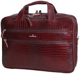 Кожаная сумка для ноутбука 15.6″ в коричневом цвете с фактурой кроко Vip Collection 102388