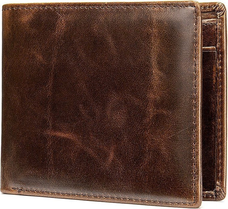 Компактне чоловіче портмоне з натуральної шкіри без застібки Vintage (20240)