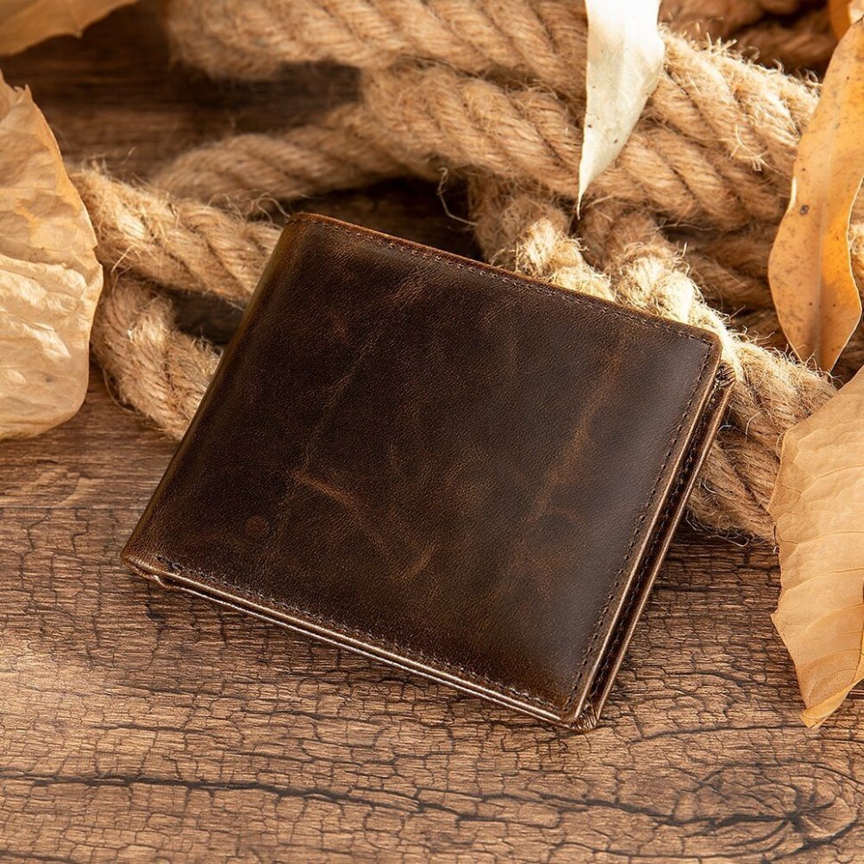 Компактное мужское портмоне из натуральной кожи без застежки Vintage (20240)