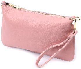 Яркая кожаная женская сумка-клатч с двумя ремнями Vintage 22644 Розовая