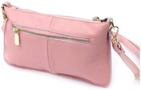 Яркая кожаная женская сумка-клатч с двумя ремнями Vintage 22644 Розовая