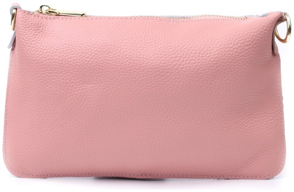 Яркая кожаная женская сумка-клатч с двумя ремнями Vintage 22644 Розовая modnotak фото №5