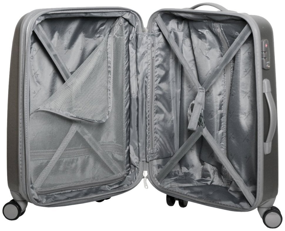 Серебристый чемодан Galaxy из поликарбоната на 66-78 л Vip Collection 102688 modnotak фото №4
