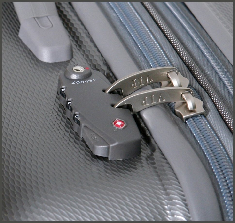 Серебристый чемодан Galaxy из поликарбоната на 66-78 л Vip Collection 102688 modnotak фото №7