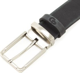 Кожаный ремень серого цвета с серебрянной пряжкой Grande Pelle (31246)