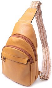 Женская сумка из кожзама с отверстием для наушников Vintage 22788 Желтая