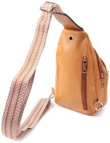 Женская сумка из кожзама с отверстием для наушников Vintage 22788 Желтая