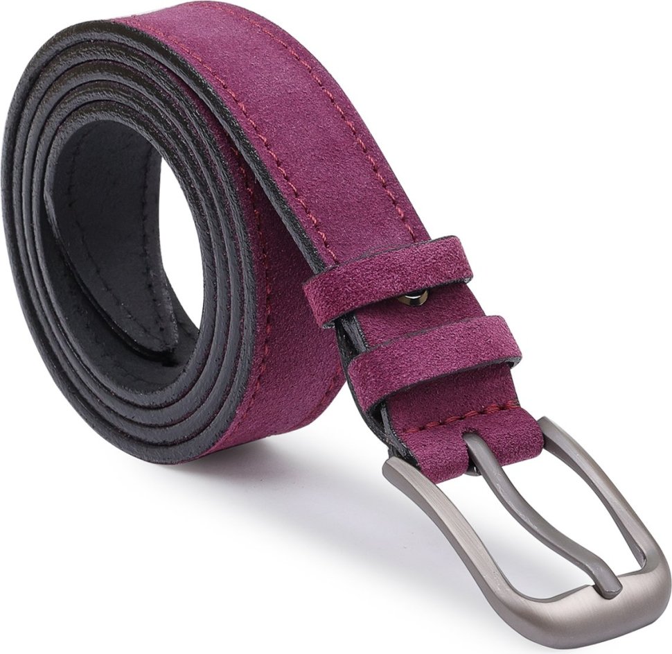 Красивий замшевий ремінь для жінок у фіолетовому кольорі Vintage (2420783)